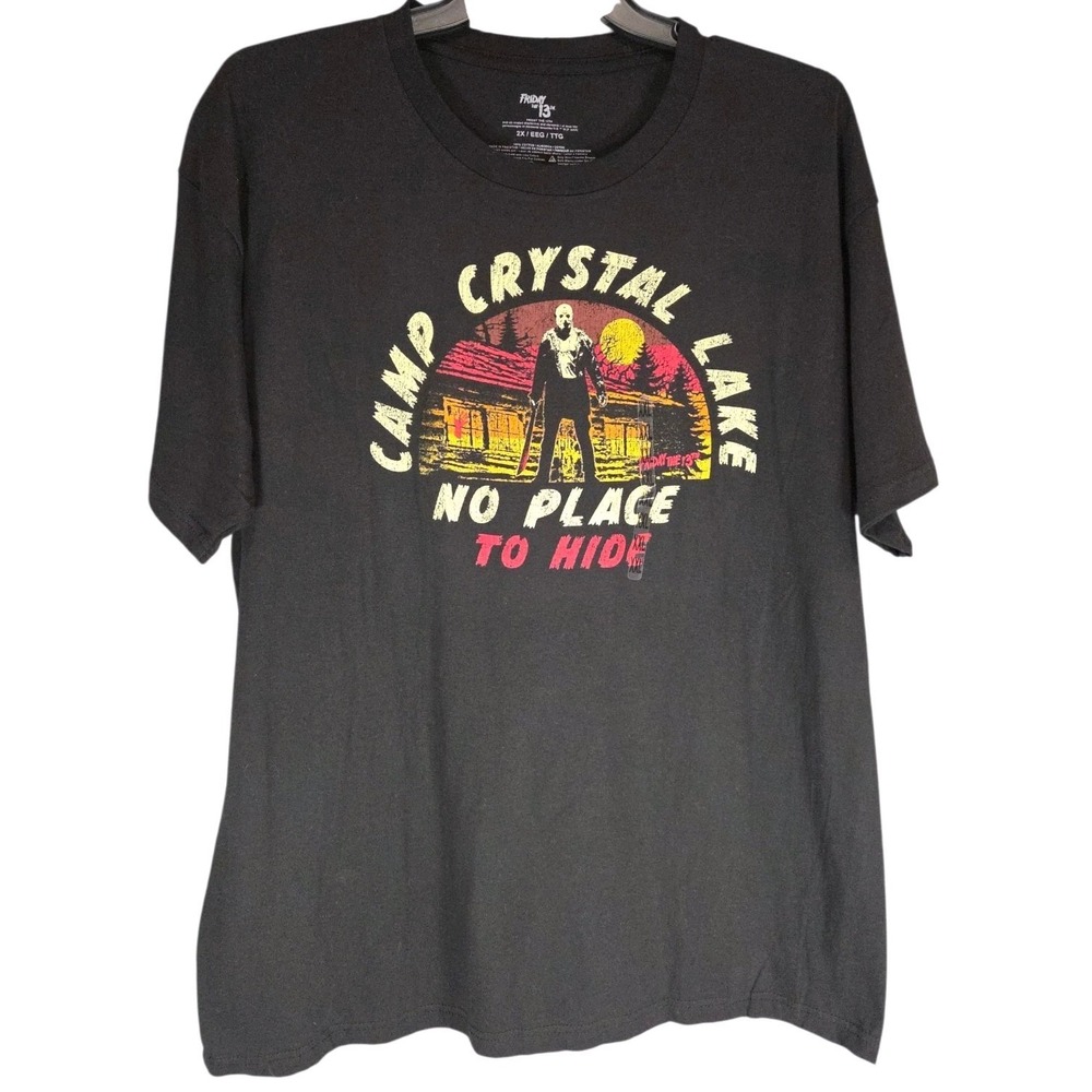 Friday the 13th Jason T-Shirt‎ Men's XXL Black Camp Crystal Lake Vintage Tee New